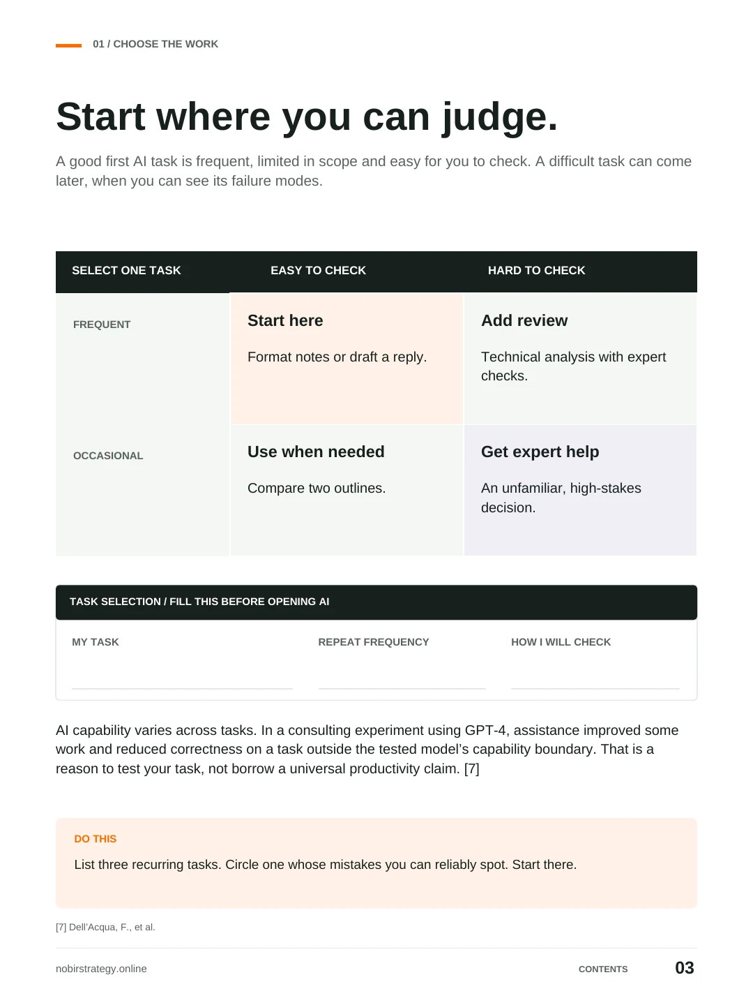 Preview page: Start where you can judge
