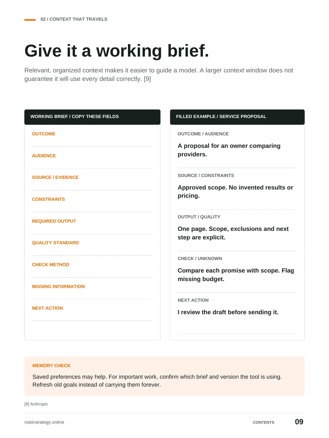 Preview page: Give it a working brief